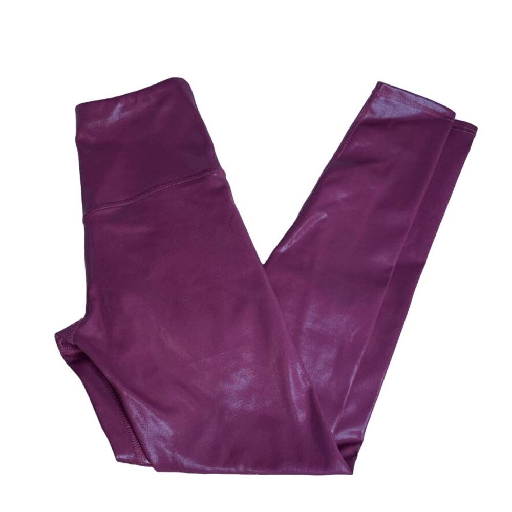 UNBRANDED Metallic Hot Pink Leggings High Rise Small Full Length‎
